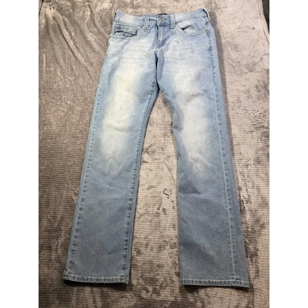 True Religion Ricky Relaxed Straight Jeans Light Flap Mens 32X32 Stretch Denim